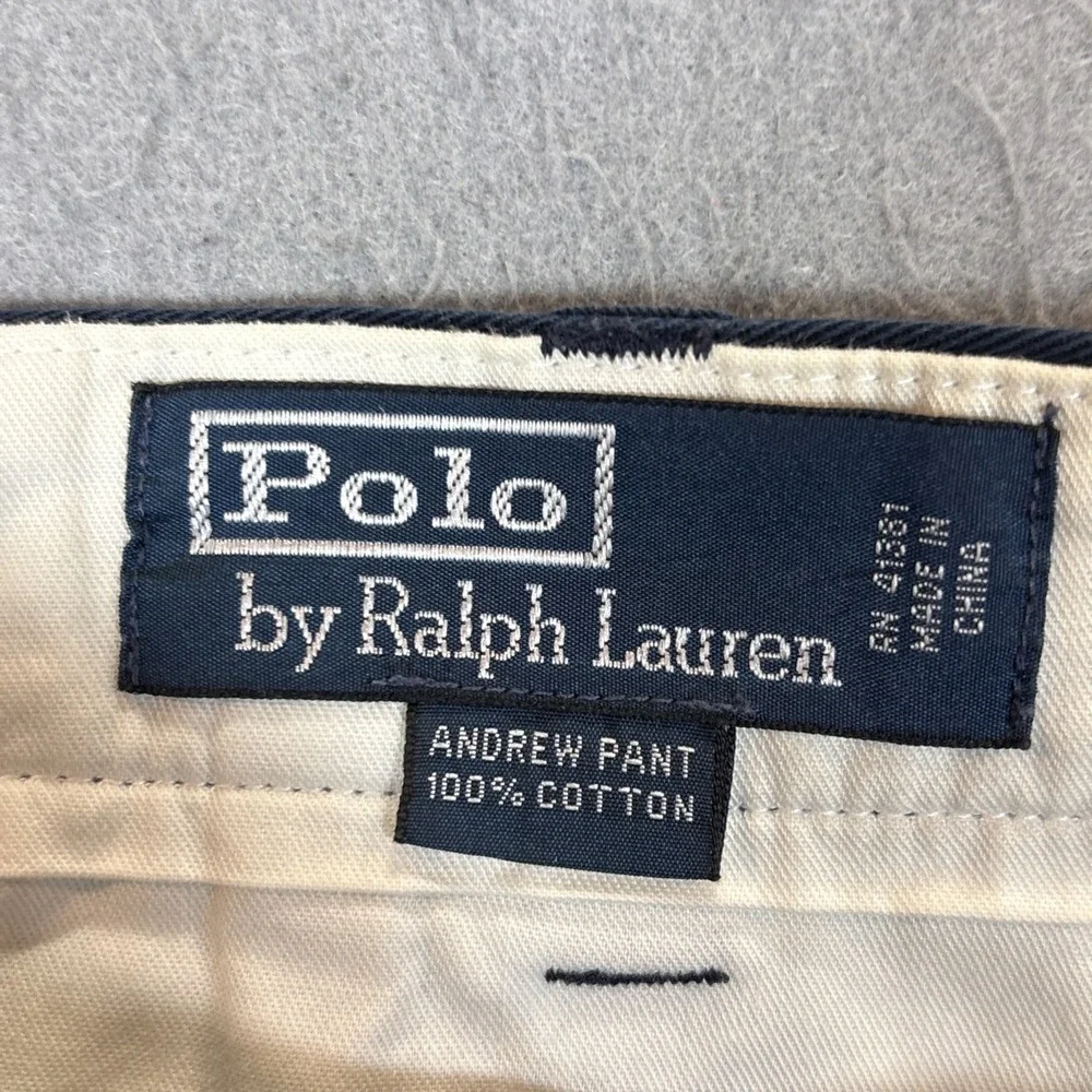 Polo By Ralph Lauren Mens Blue Andrew Pleated Chino Pants 42X30